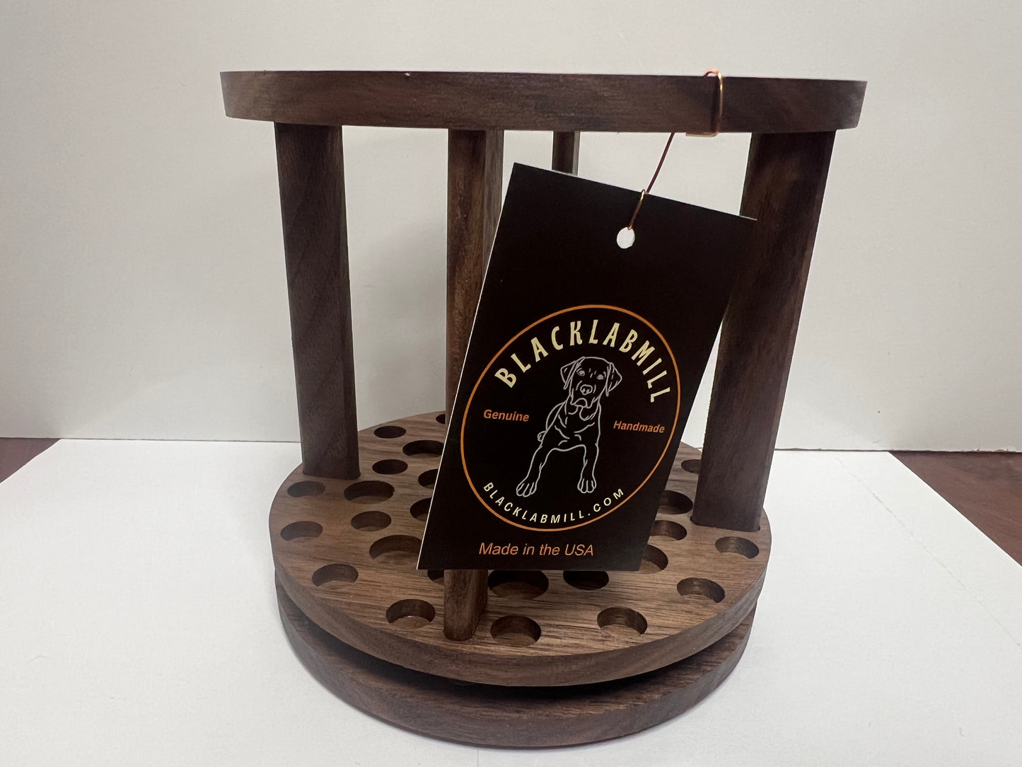 Walnut Rotating paint brush holder, handmade paintbrush holder