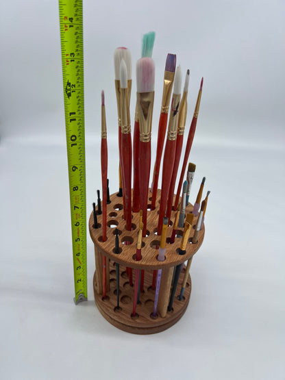 Rotating paint brush holder for big and small brushes, handmade paintbrush holder